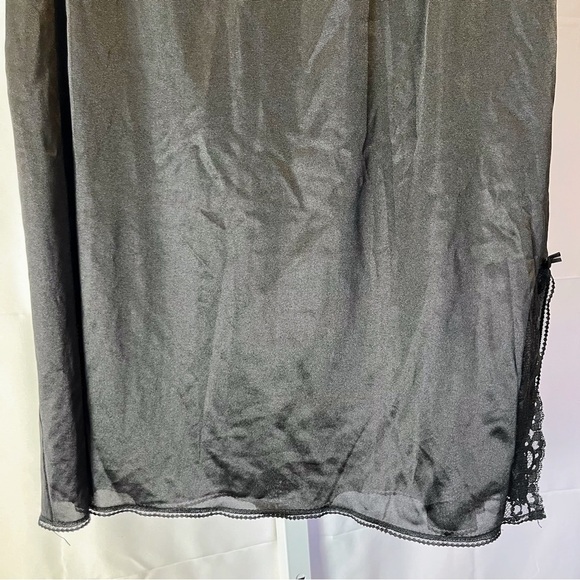 VTG 70s Romantic Goth Black Half Slip ILGWU Union Made L Lace Bow Coquette Core - Picture 3 of 7
